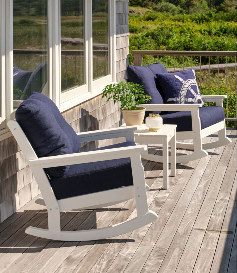 L.L.Bean | All-Weather Patio Rocker Set with Side Table, White