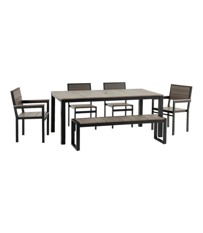 L.L.Bean | Aluminum/Recycled Poly Lumber Farmhouse Dining Set, Black