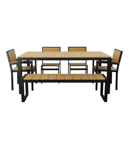 L.L.Bean | Aluminum/Recycled Poly Lumber Farmhouse Dining Set, Black