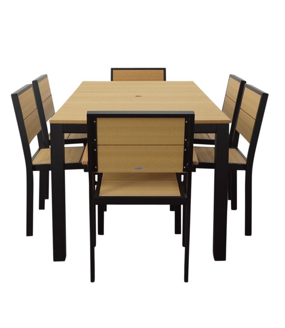 L.L.Bean | Aluminum/Recycled Poly Lumber Farmhouse Dining Set, Black