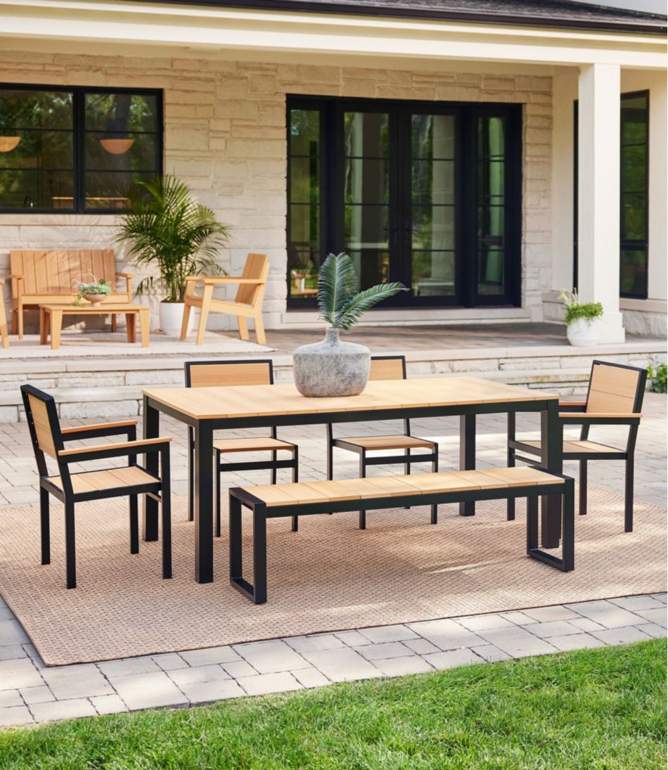 L.L.Bean | Aluminum/Recycled Poly Lumber Farmhouse Dining Set, Black
