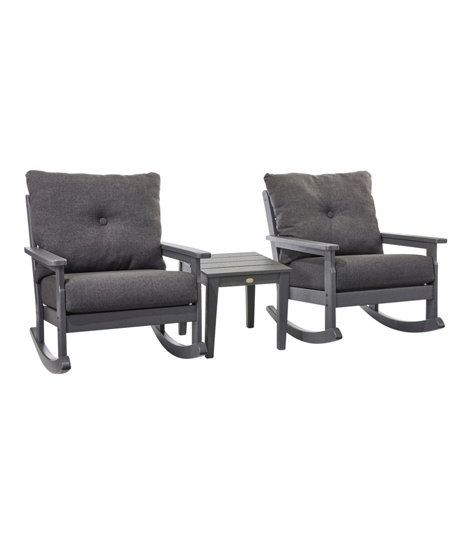 L.L.Bean | All-Weather Patio Rocker Set with Side Table, Slate Gray