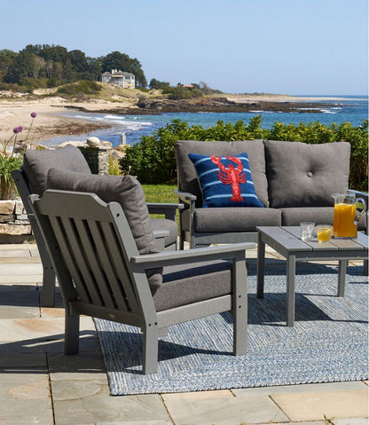 L.L.Bean | All-Weather Patio Chair with Textured Cushion, Slate Gray