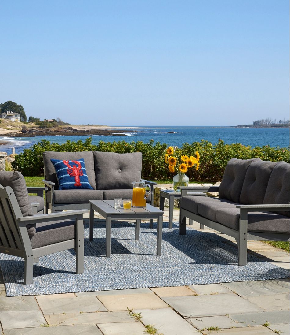 L.L.Bean | All-Weather Patio Chair with Textured Cushion, Slate Gray