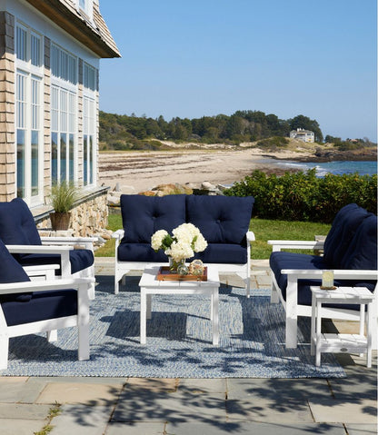 L.L.Bean | All-Weather Patio Loveseat with Textured Cushion, White