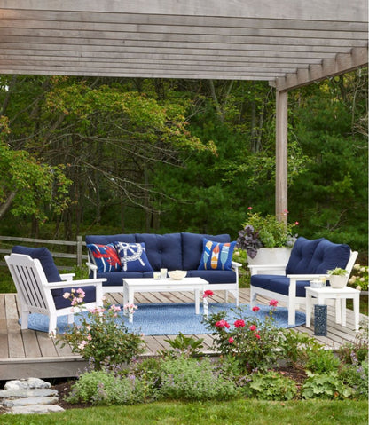 L.L.Bean | All-Weather Patio Loveseat with Textured Cushion, White