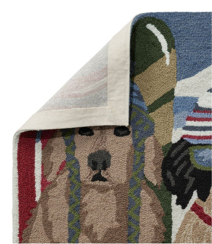 L.L.Bean | Indoor/Outdoor Vacationland Rug, Dogs Skiing