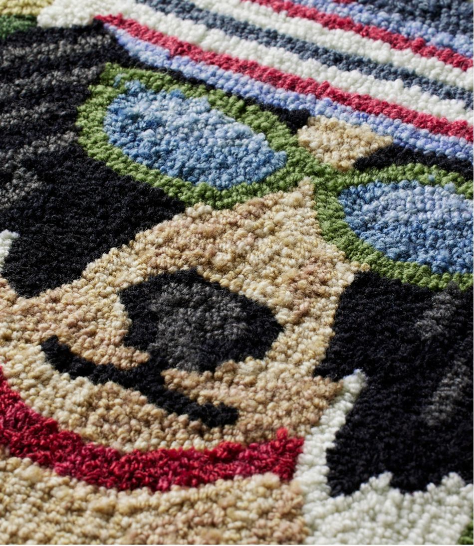 L.L.Bean | Indoor/Outdoor Vacationland Rug, Dogs Skiing