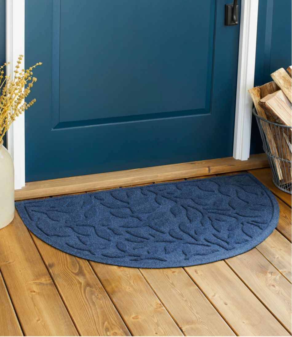 L.L.Bean | Heavyweight Recycled Waterhog Doormat, Half Round, Woodland Leaf
