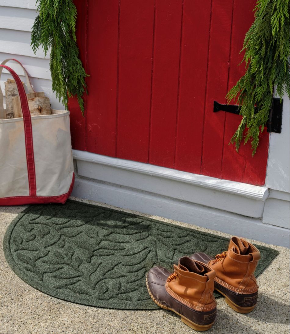 L.L.Bean | Heavyweight Recycled Waterhog Doormat, Half Round, Woodland Leaf