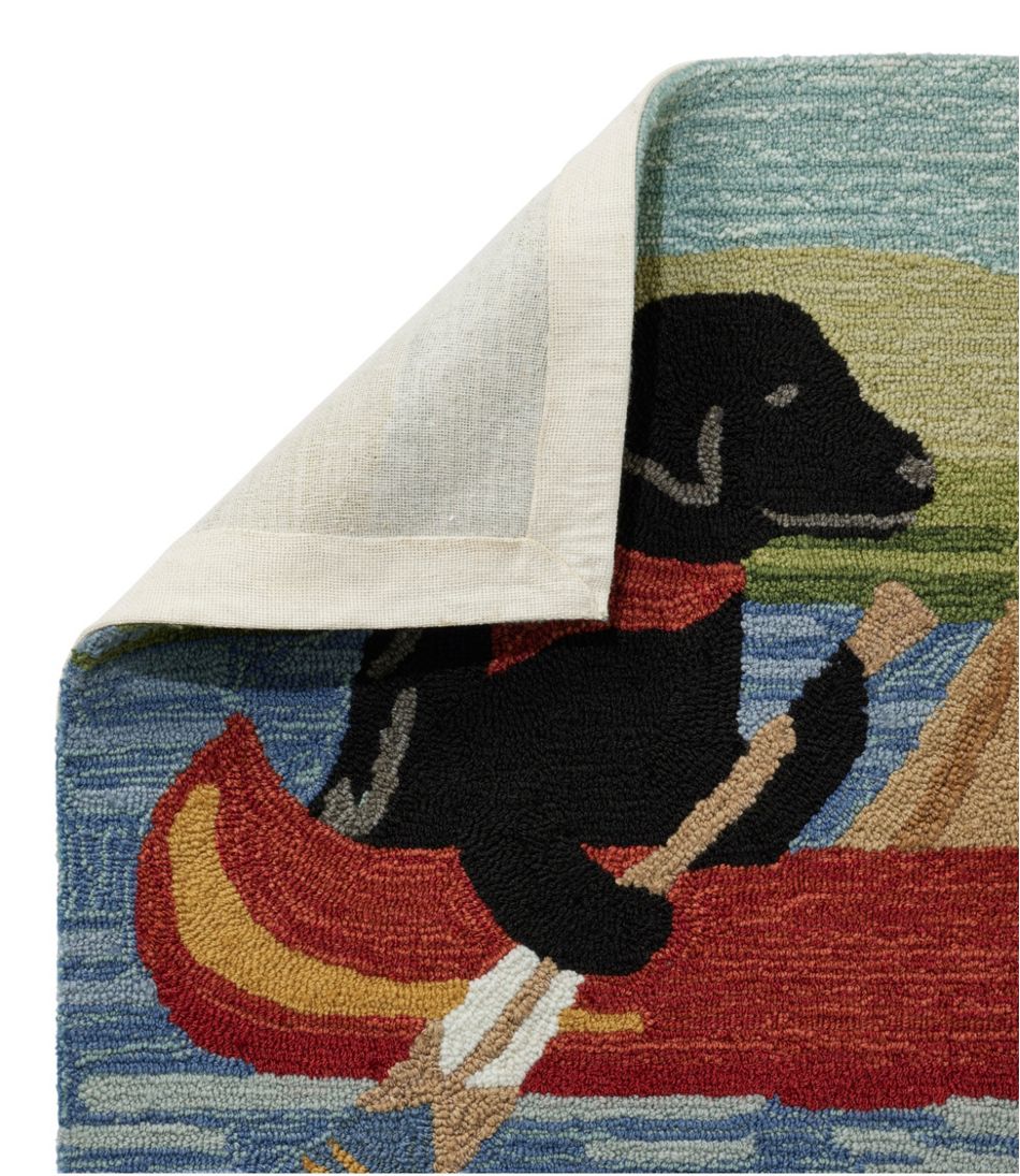 L.L.Bean | Indoor/Outdoor Vacationland Rug, Dog Canoe
