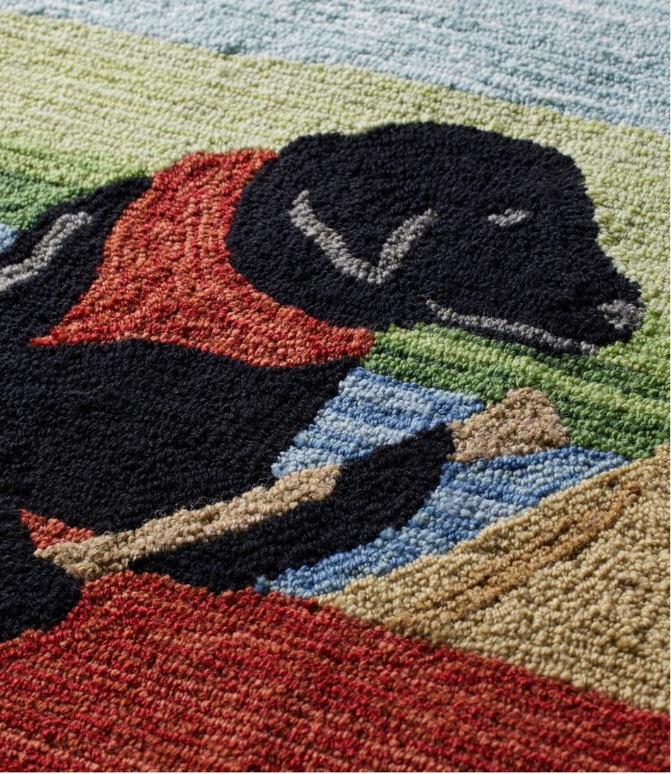 L.L.Bean | Indoor/Outdoor Vacationland Rug, Dog Canoe