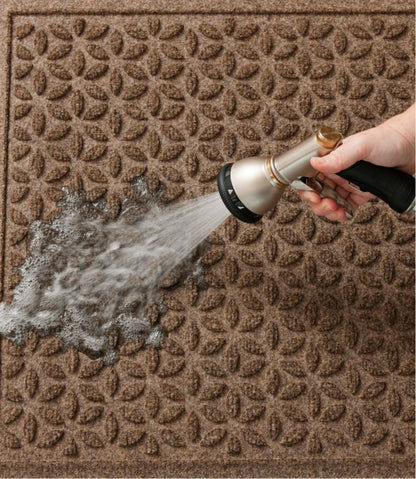 L.L.Bean | Heavyweight Recycled Waterhog Doormat, Half Round, Blooming Circles