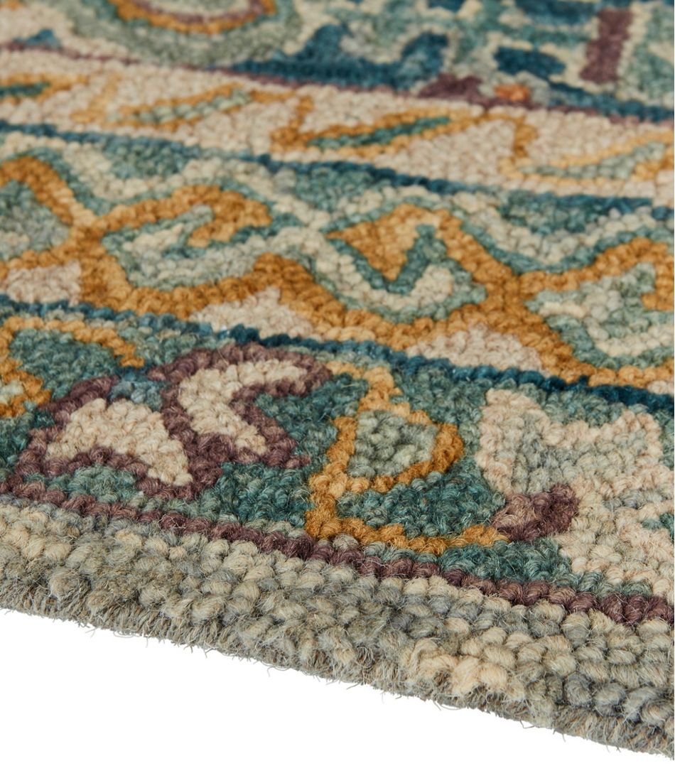 L.L.Bean | Bordered Medallion Wool Tufted Rug, Blue Multi