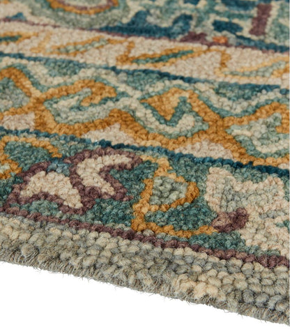 L.L.Bean | Bordered Medallion Wool Tufted Rug, Blue Multi