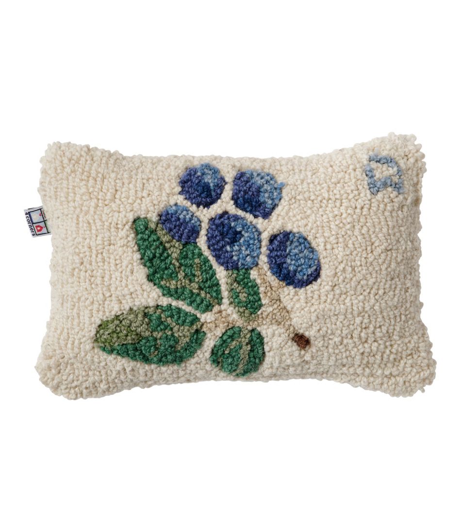 L.L.Bean | Wool Hooked Throw Pillow, Blueberries, 8" x 12"