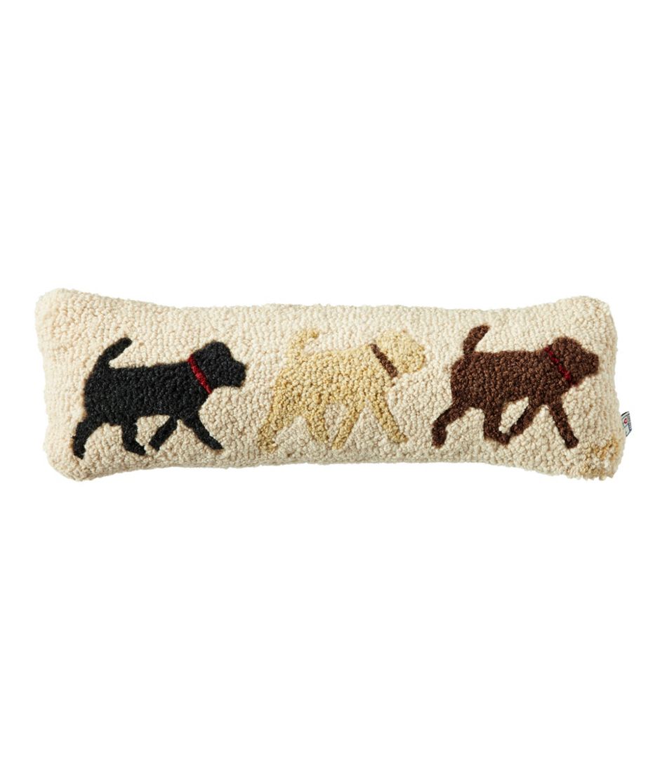 L.L.Bean | Wool Hooked Throw Pillow, Lab Trio, 8" x 24"