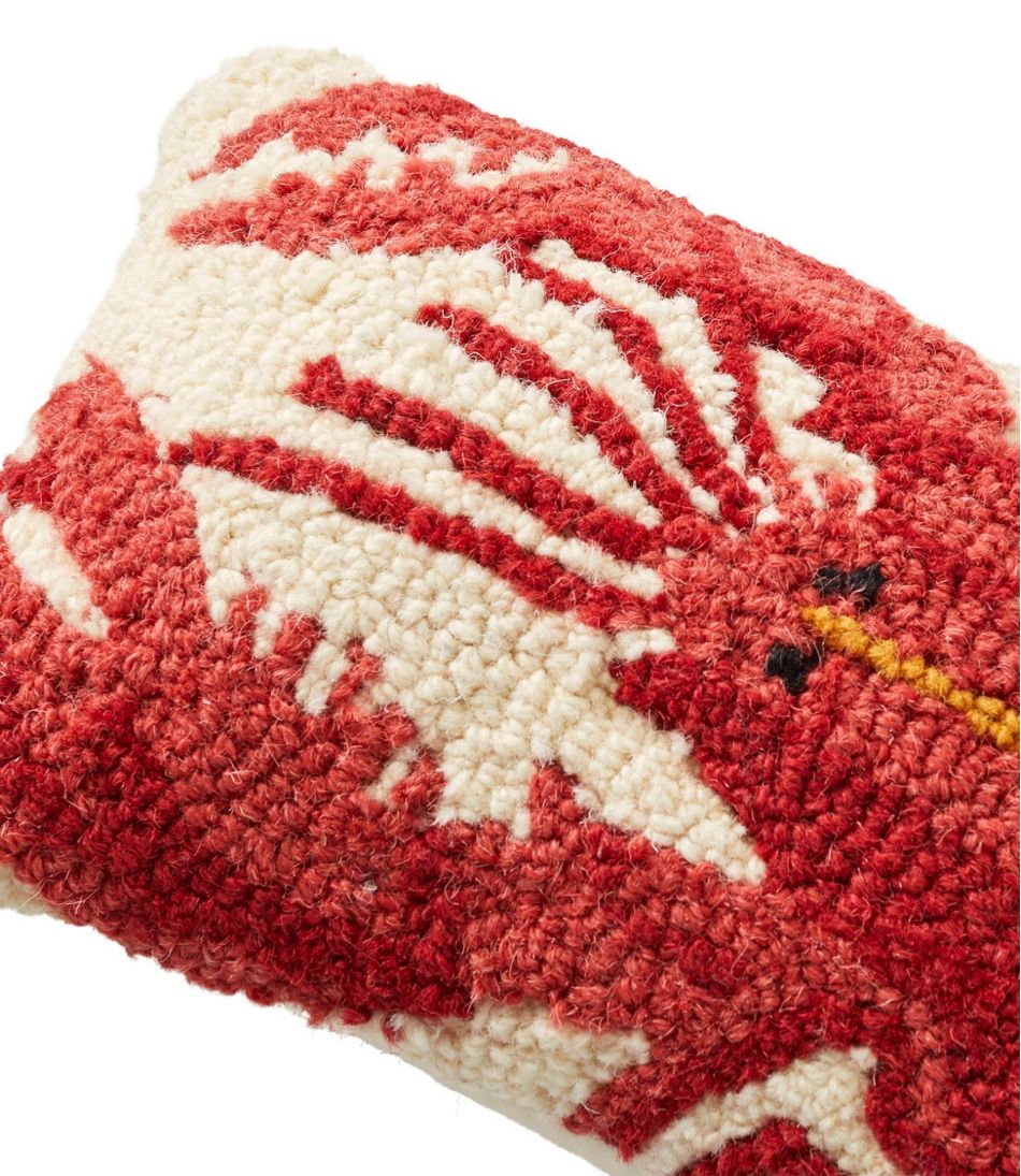 L.L.Bean | Wool Hooked Throw Pillow, Lobster, 8" x 12"
