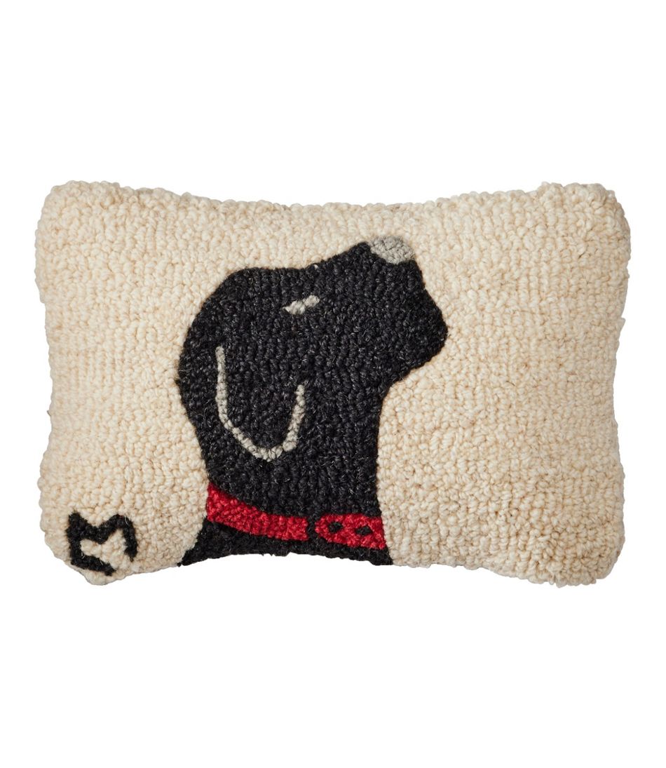L.L.Bean | Wool Hooked Throw Pillow, Black Labrador, 8" x 12"