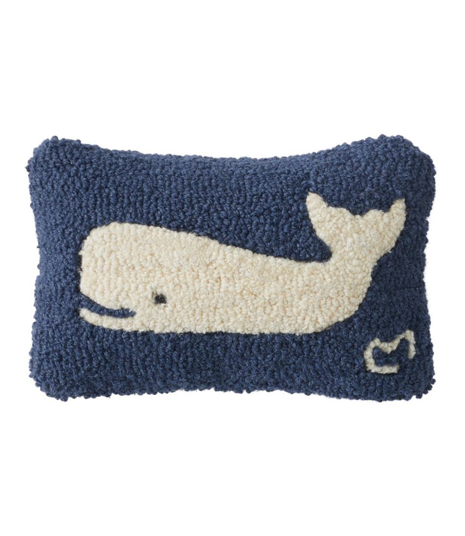 L.L.Bean | Wool Hooked Throw Pillow, Whale, 8" x 12"