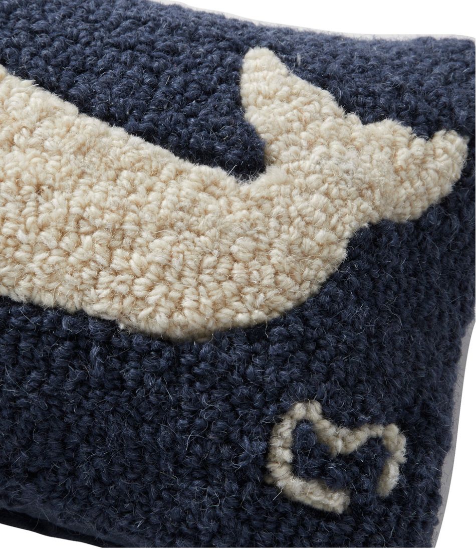 L.L.Bean | Wool Hooked Throw Pillow, Whale, 8" x 12"