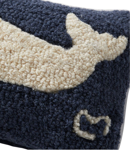 L.L.Bean | Wool Hooked Throw Pillow, Whale, 8" x 12"