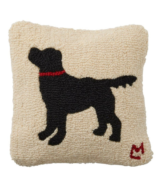 L.L.Bean | Wool Hooked Throw Pillow, Black Dog, 14" x 14"
