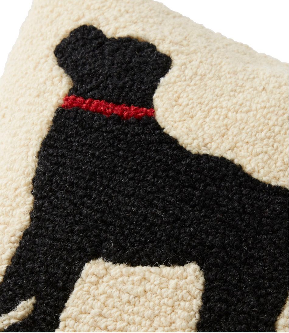 L.L.Bean | Wool Hooked Throw Pillow, Black Dog, 14" x 14"