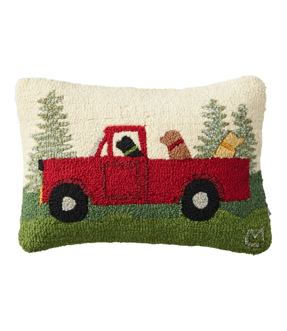 L.L.Bean | Wool Hooked Throw Pillow, Dog Trio, 14" x 20"