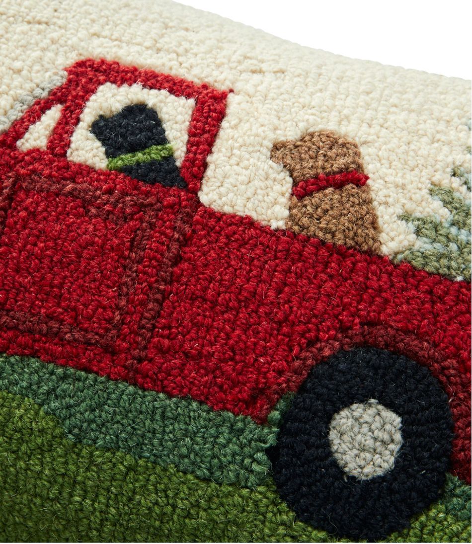 L.L.Bean | Wool Hooked Throw Pillow, Dog Trio, 14" x 20"