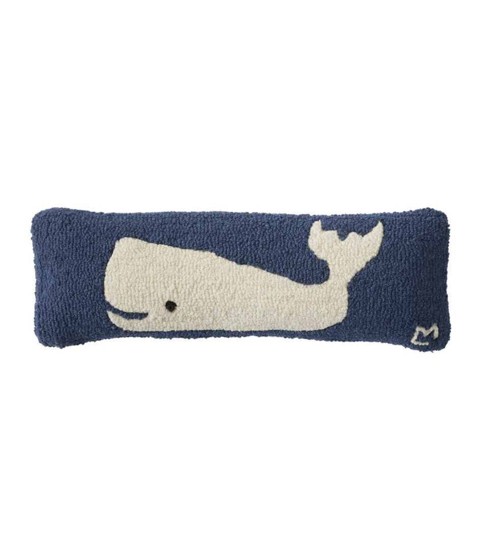 L.L.Bean | Wool Hooked Throw Pillow, Whale, 8" x 24"