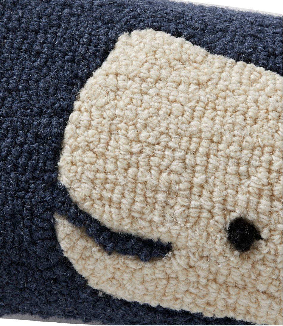L.L.Bean | Wool Hooked Throw Pillow, Whale, 8" x 24"