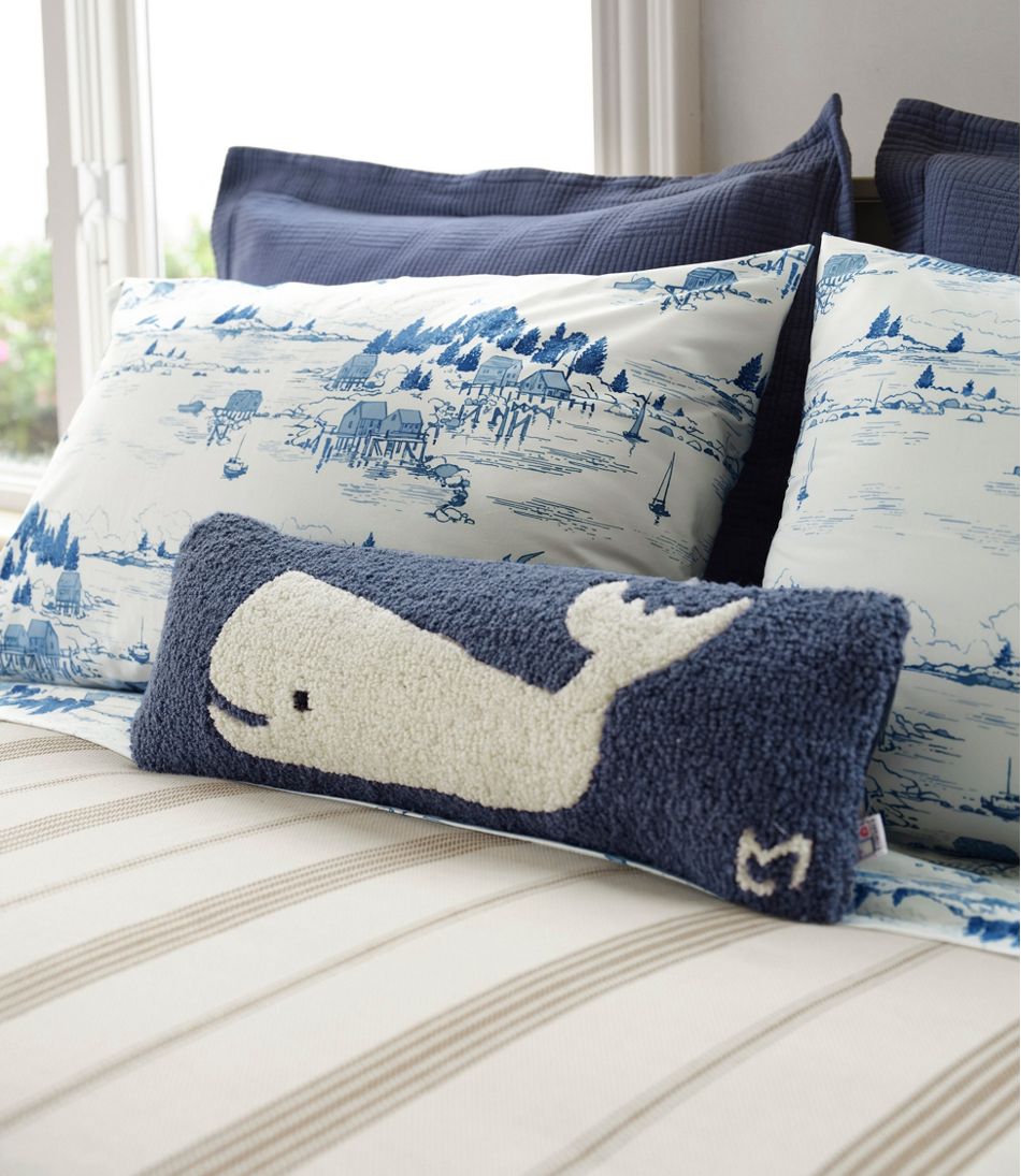 L.L.Bean | Wool Hooked Throw Pillow, Whale, 8" x 24"