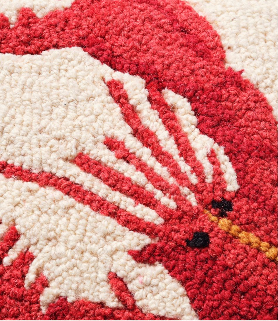 L.L.Bean | Wool Hooked Throw Pillow, Red Lobster, 14" x 14"