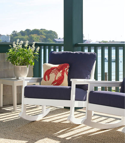 L.L.Bean | Wool Hooked Throw Pillow, Red Lobster, 14" x 14"