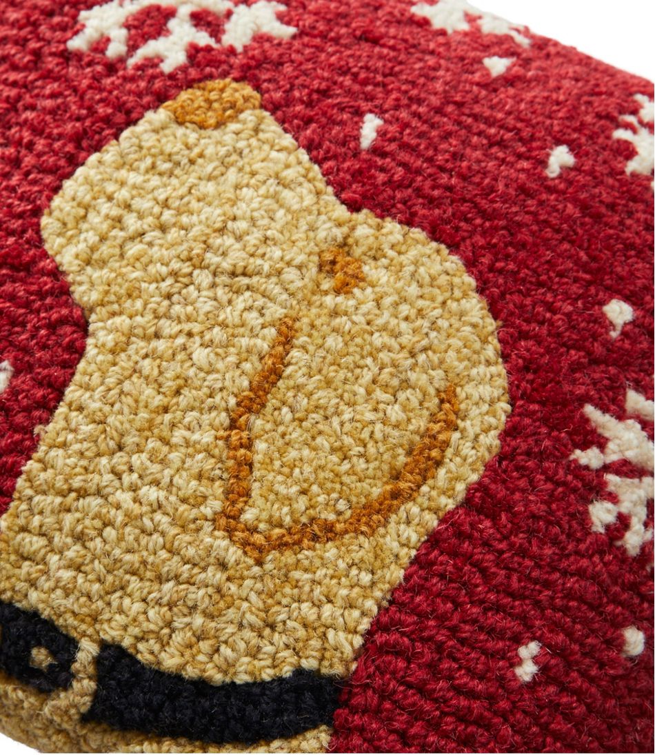 L.L.Bean | Wool Hooked Throw Pillow, Snowflake Yellow Lab, 14" x 14"