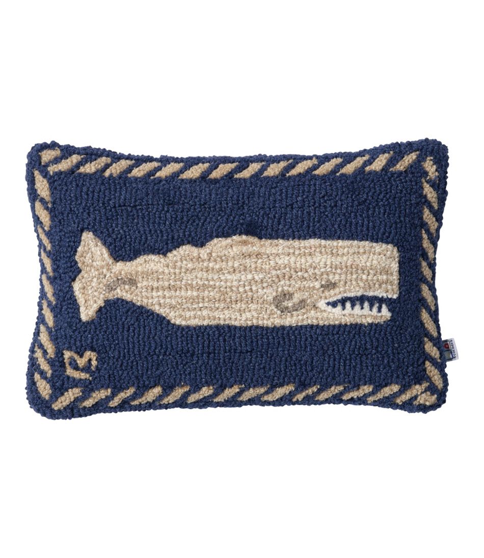 L.L.Bean | Wool Hooked Throw Pillow, Whale, 12" x 18"