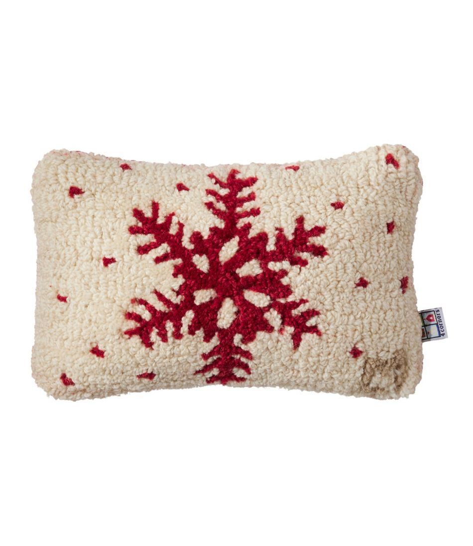 L.L.Bean | Wool Hooked Throw Pillow, Red Flake, 8" x 12"