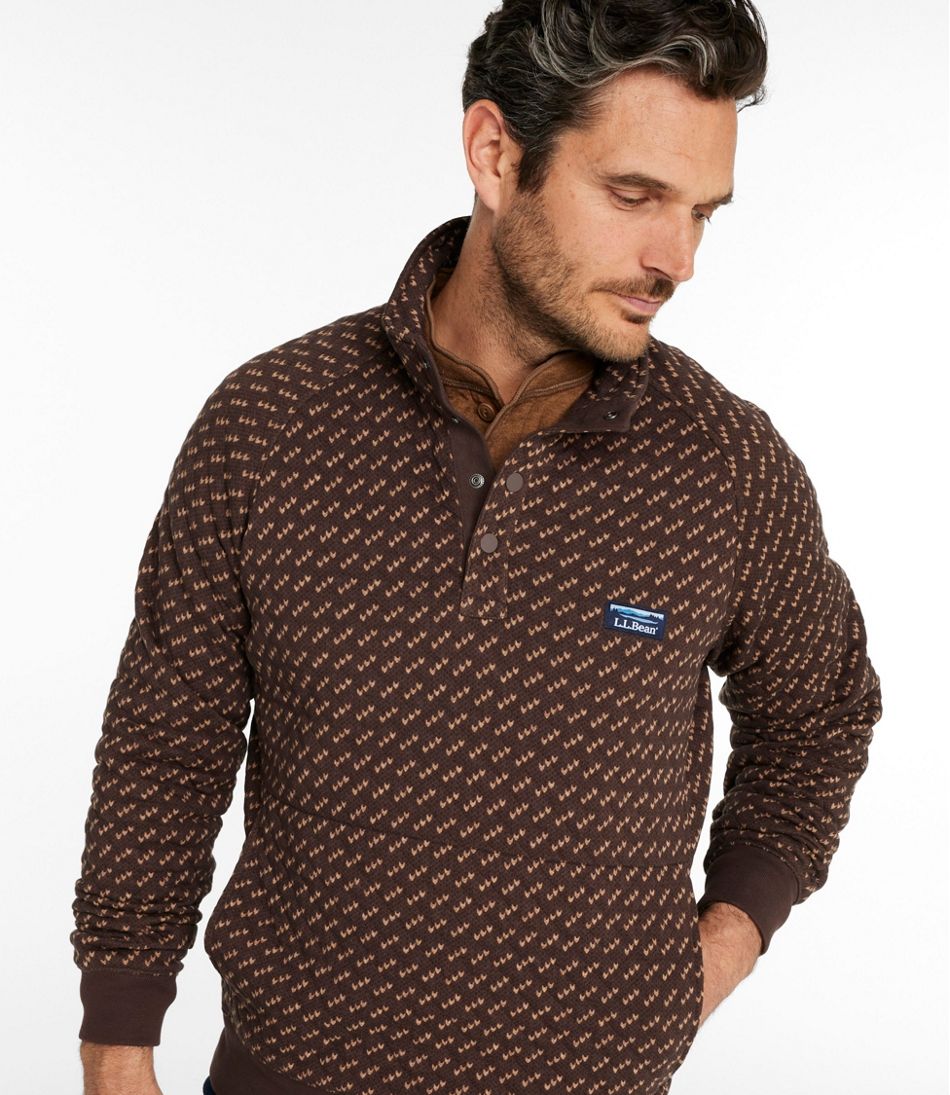 L.L.Bean | Men's Bean's Quilted Sweatshirt, Mockneck, Print