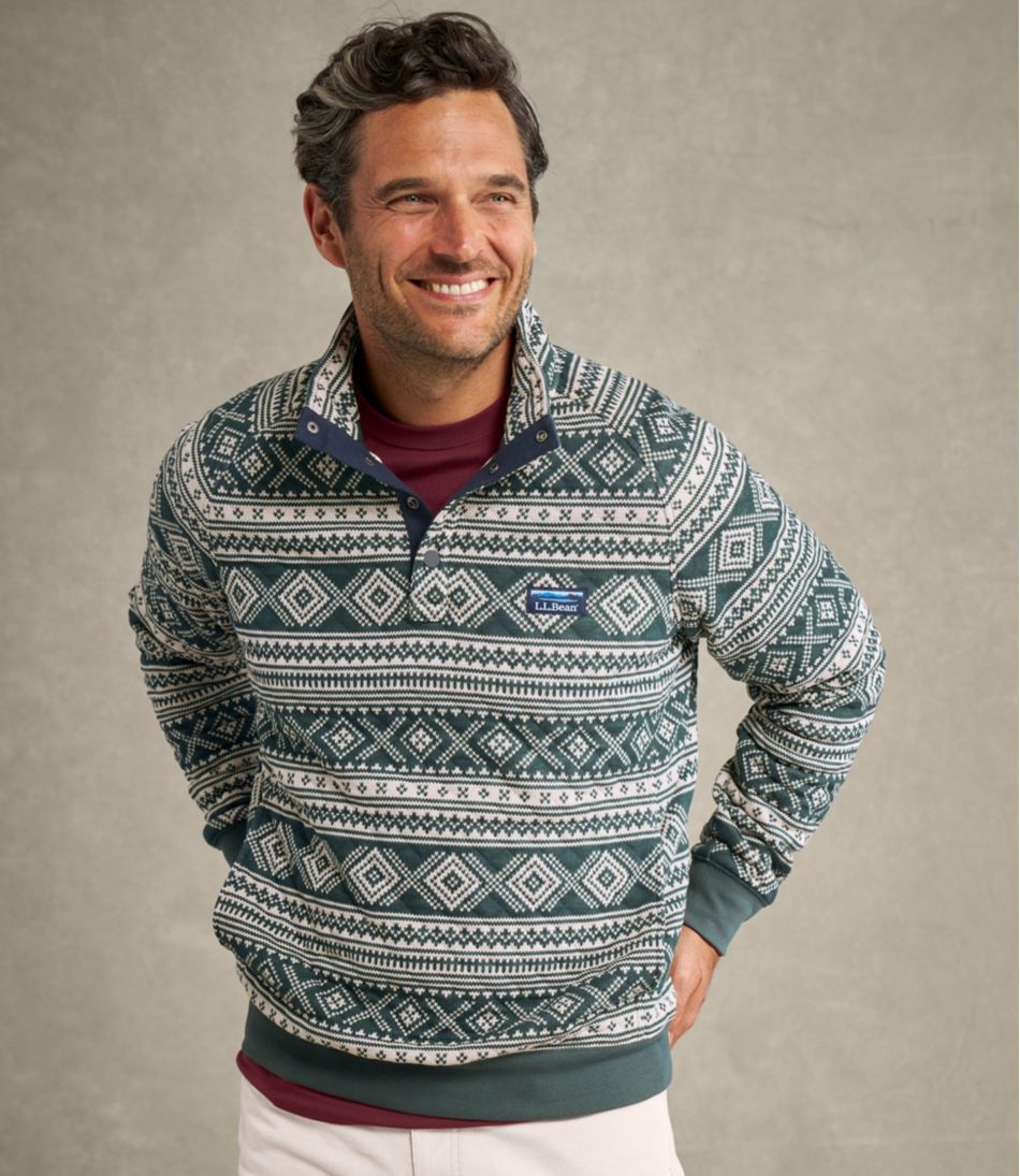 L.L.Bean | Men's Bean's Quilted Sweatshirt, Mockneck, Print
