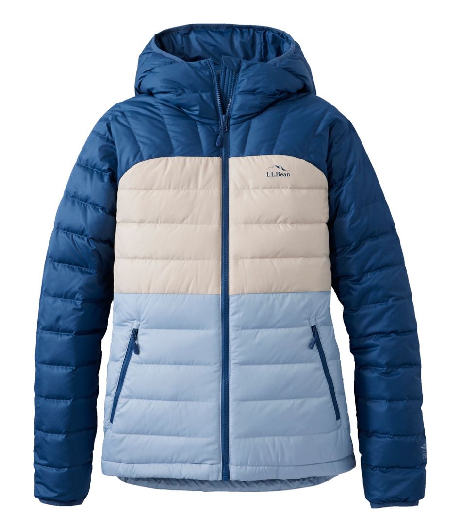 L.L.Bean | Women's Bean's Down Hooded Jacket, Colorblock