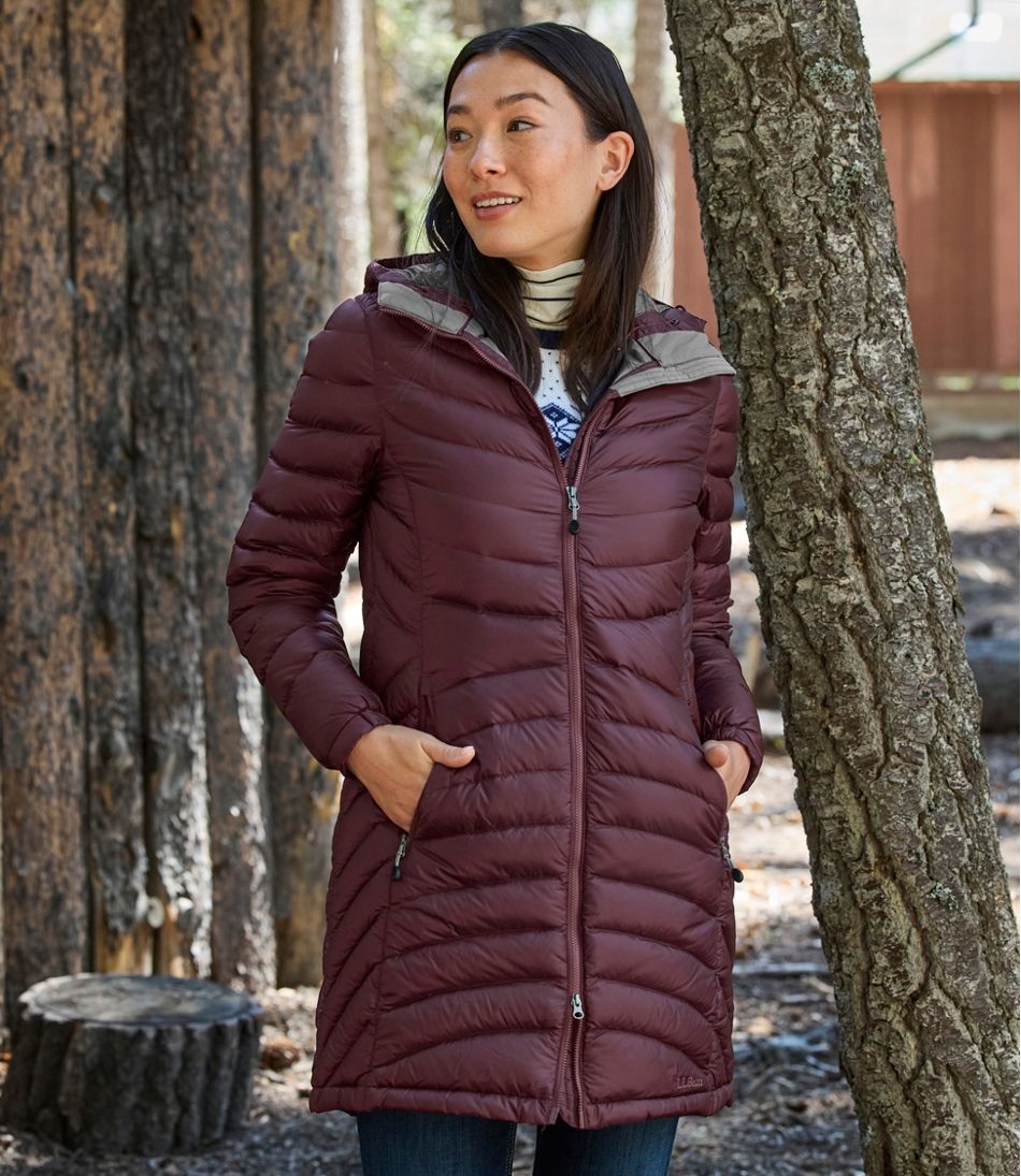 L.L.Bean | Women's Ultralight 850 Down Hooded Coat, Three-Quarter Length